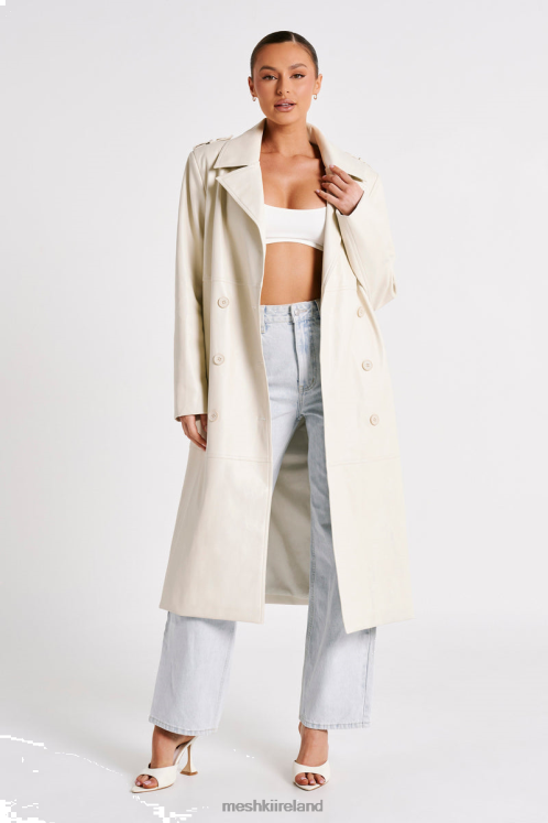 Meshki Lexington Pu Trench Coat Clothing Ivory 6DX221618