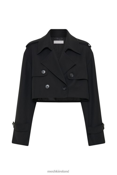 Meshki Palmer Cropped Trench Coat Clothing Black 6DX221629