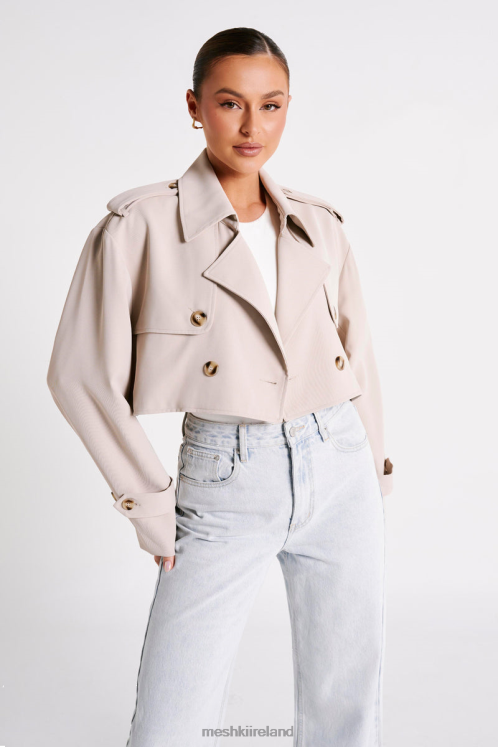 Meshki Palmer Cropped Trench Coat Clothing Bone 6DX221628