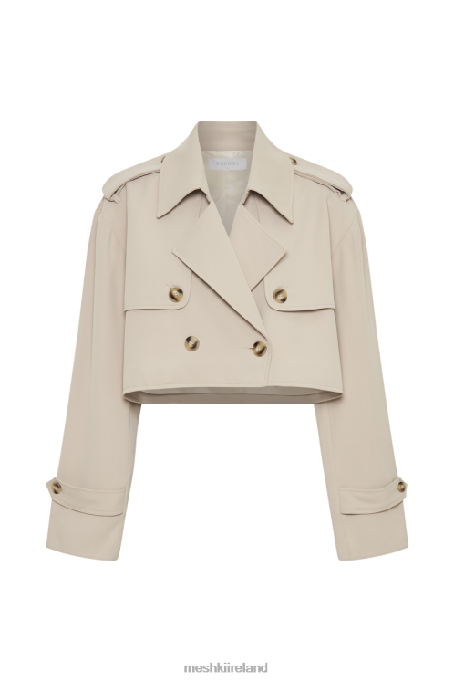 Meshki Palmer Cropped Trench Coat Clothing Bone 6DX221628