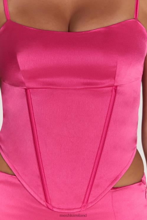 Meshki Desirie Longline Corset Top Clothing Fuchsia 6DX22997