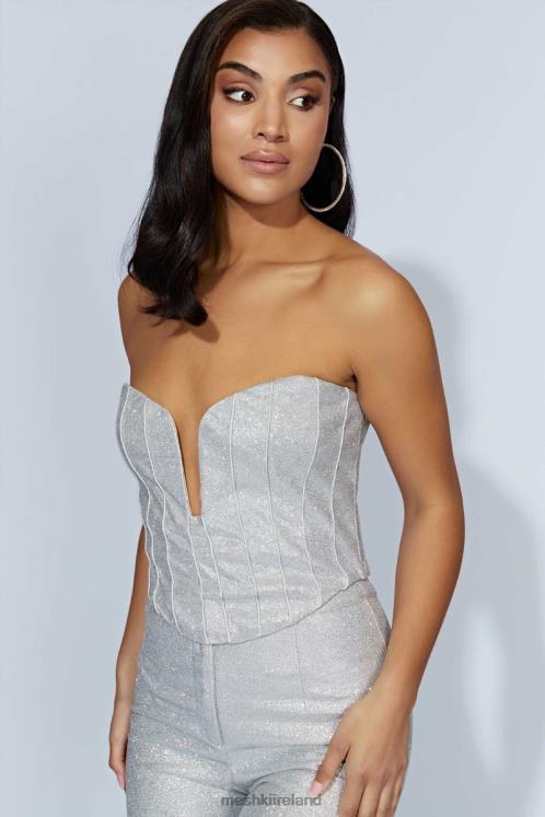 Meshki Felicity Shimmer Corset Clothing Silver 6DX22885