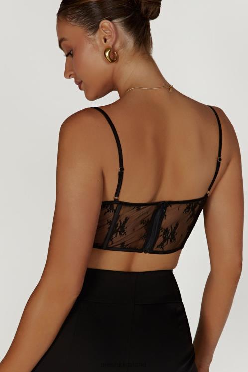 Meshki Hattie Satin And Lace Corset Top Clothing Black 6DX22978