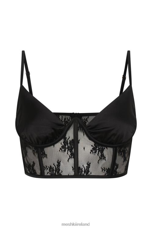 Meshki Hattie Satin And Lace Corset Top Clothing Black 6DX22978