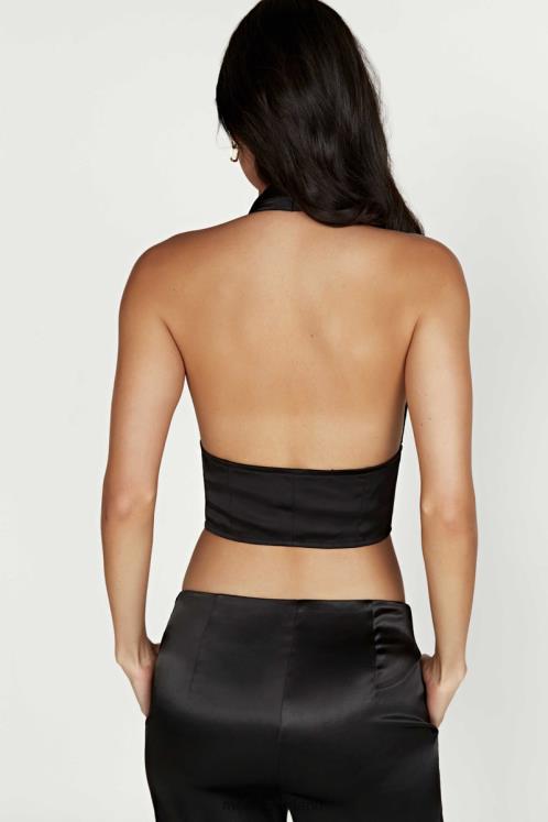Meshki Mallory Satin Corset Top Clothing Black 6DX221122