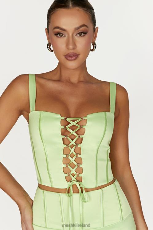 Meshki Scarlet Satin Corset Top Clothing Pistachio Green 6DX221000