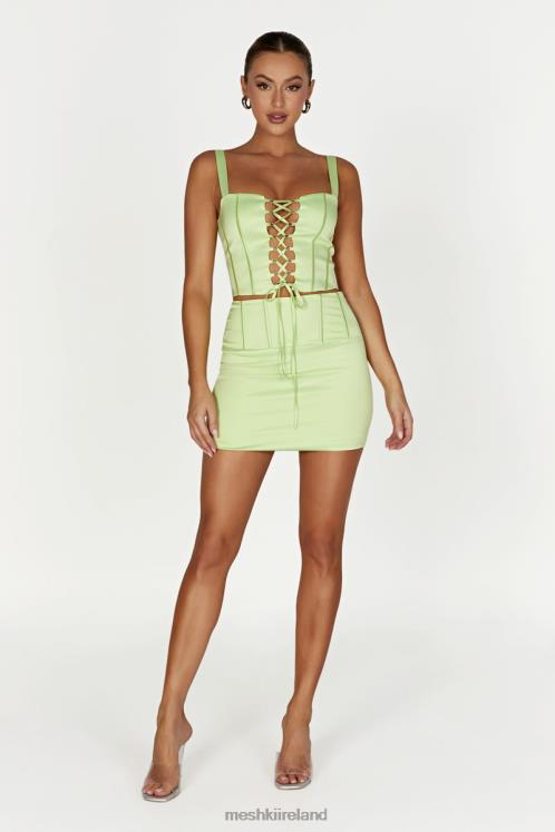 Meshki Scarlet Satin Corset Top Clothing Pistachio Green 6DX221000