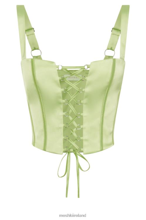 Meshki Scarlet Satin Corset Top Clothing Pistachio Green 6DX221000
