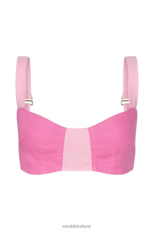 Meshki Yalda Contrast Panel Linen Bustier Clothing Candy Pink 6DX221180