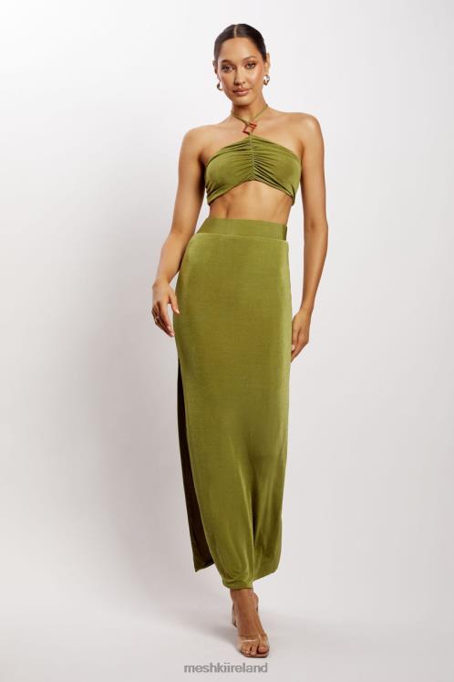 Meshki Alizeh Ruched Halter Crop Top Clothing Green 6DX221203