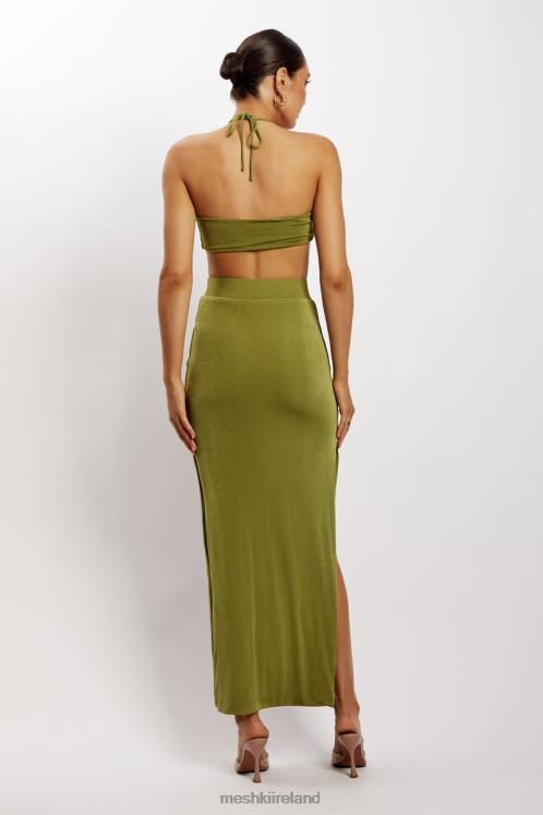 Meshki Alizeh Ruched Halter Crop Top Clothing Green 6DX221203