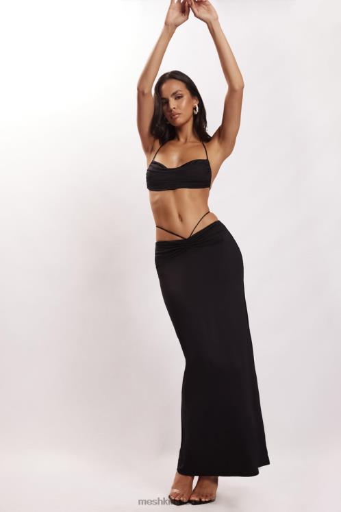 Meshki Amber Ruched Halter Crop Top Clothing Black 6DX221151