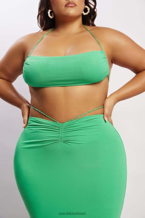 Meshki Amber Ruched Halter Crop Top Clothing Green 6DX221200