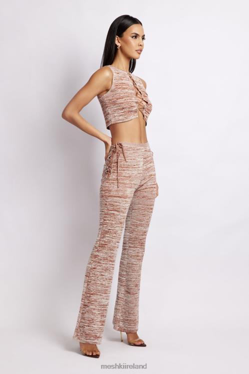 Meshki Angelica Lace Up Knit Crop Top Clothing Brown Space Dye 6DX221109