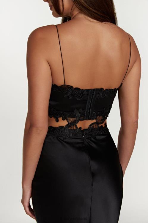 Meshki Anika Micro Crop Top With Lace Clothing Black 6DX221033