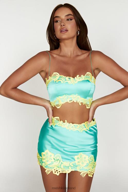 Meshki Anika Micro Crop Top With Lace Clothing Mint 6DX22957