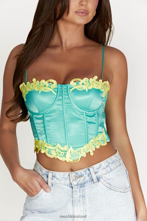 Meshki Anika Micro Crop Top With Lace Clothing Mint 6DX22957