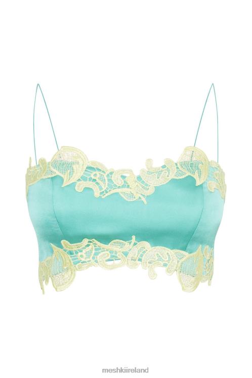 Meshki Anika Micro Crop Top With Lace Clothing Mint 6DX22957