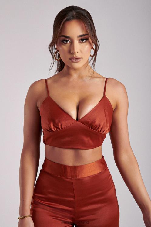 Meshki Ashley Satin Crop Top Clothing Copper 6DX221204