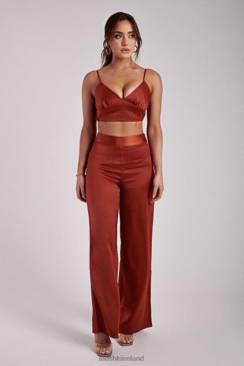 Meshki Ashley Satin Crop Top Clothing Copper 6DX221204