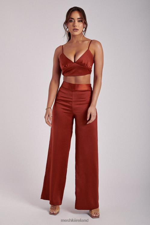 Meshki Ashley Satin Crop Top Clothing Copper 6DX221204