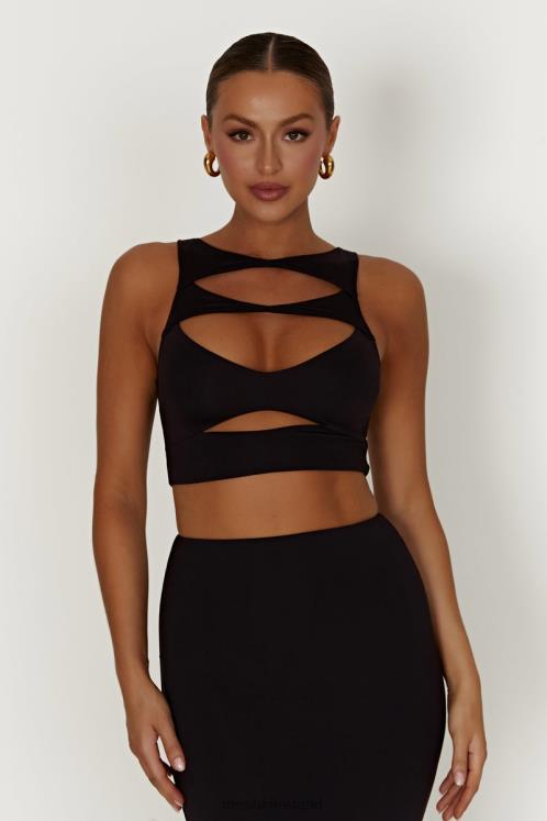 Meshki Chloe Cut Out Crop Top Clothing Black 6DX22855