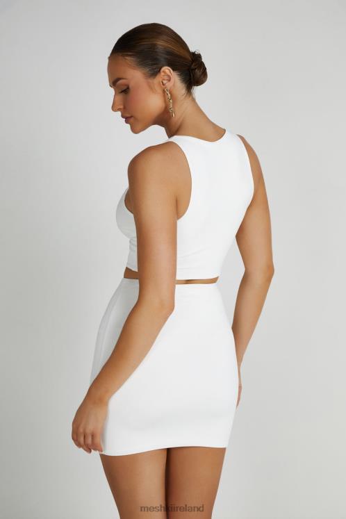 Meshki Chloe Cut Out Crop Top Clothing White 6DX22792
