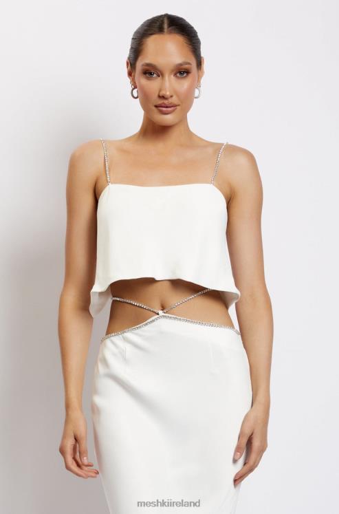 Meshki Dayana Straight Cut Crop Top Clothing White 6DX221125