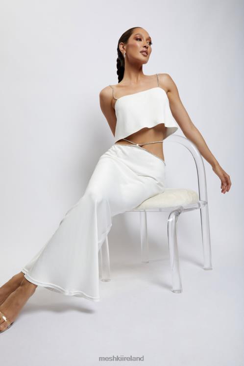 Meshki Dayana Straight Cut Crop Top Clothing White 6DX221125