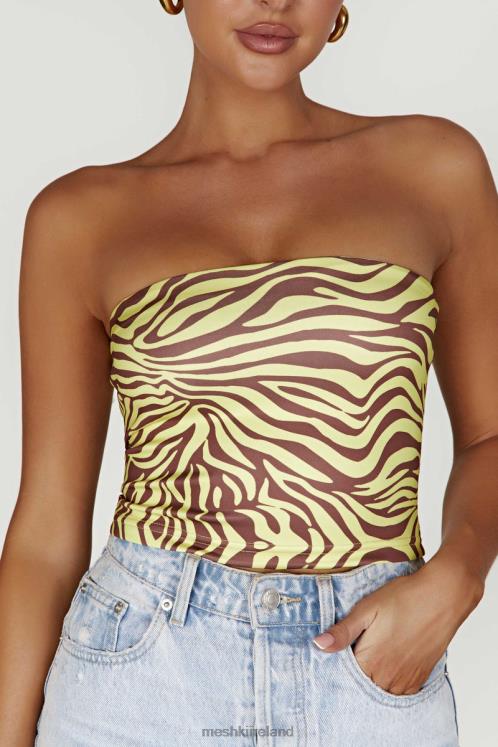 Meshki Dina Bandeau Crop Top Clothing Zebra Print 6DX22980
