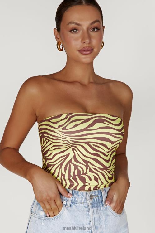 Meshki Dina Bandeau Crop Top Clothing Zebra Print 6DX22980