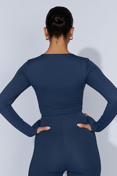 Meshki Estelle Long Sleeve Crop Top Clothing Midnight Navy 6DX221131