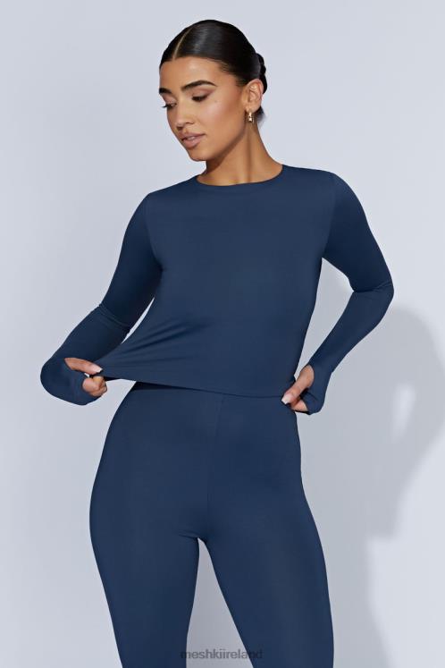 Meshki Estelle Long Sleeve Crop Top Clothing Midnight Navy 6DX221131