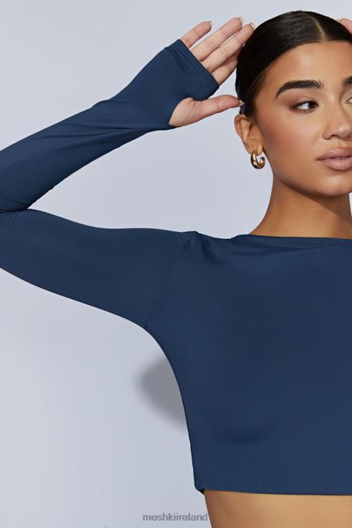 Meshki Estelle Long Sleeve Crop Top Clothing Midnight Navy 6DX221131