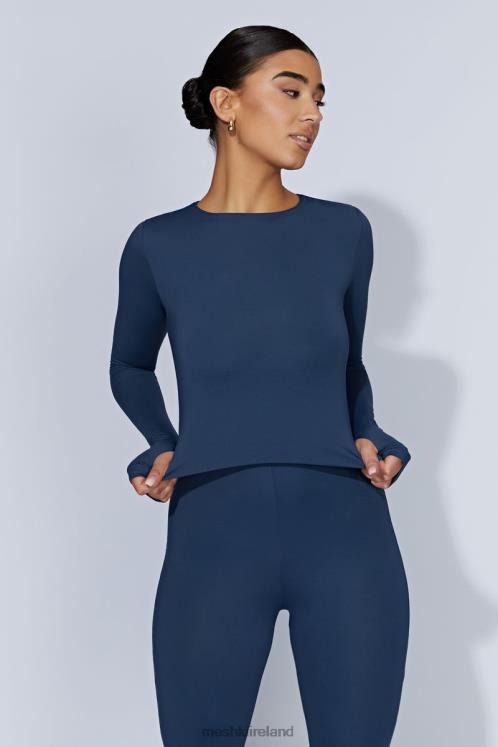 Meshki Estelle Long Sleeve Crop Top Clothing Midnight Navy 6DX221131