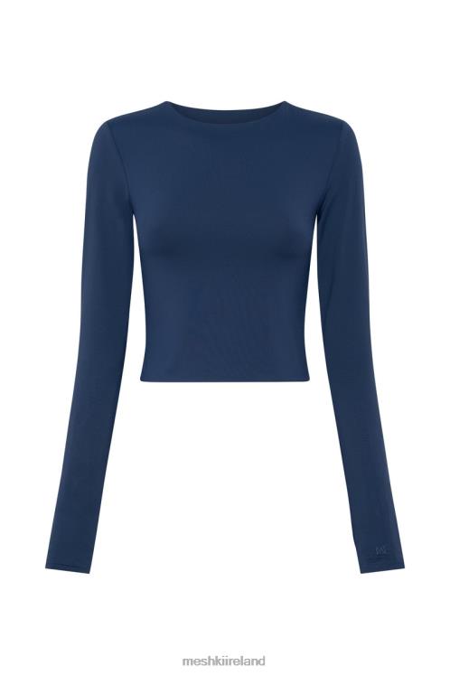 Meshki Estelle Long Sleeve Crop Top Clothing Midnight Navy 6DX221131