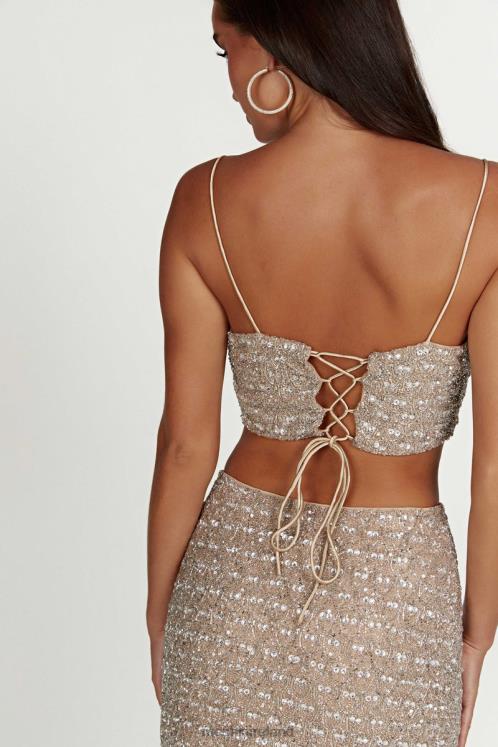 Meshki Eva Embellished Crop Top Clothing Silver 6DX22894