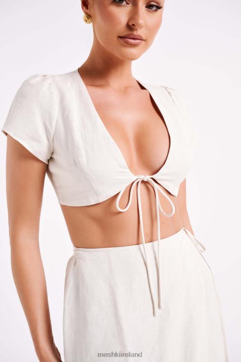 Meshki Fatima Linen Crop Top Clothing Natural 6DX22755