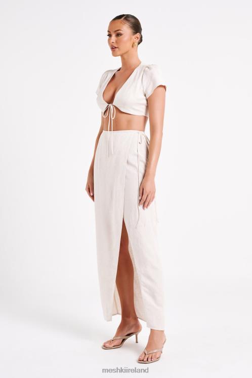 Meshki Fatima Linen Crop Top Clothing Natural 6DX22755