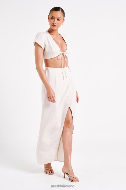 Meshki Fatima Linen Crop Top Clothing Natural 6DX22755