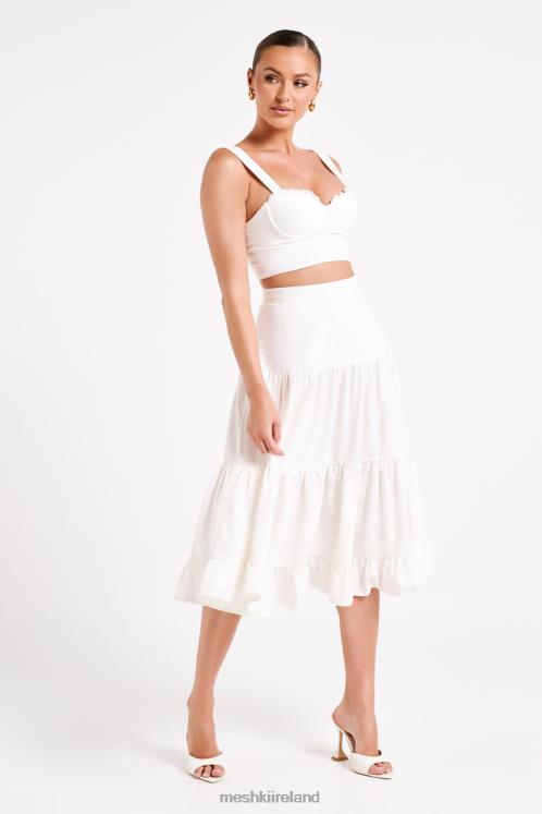 Meshki Hilaria Cupped Linen Crop Top Clothing White 6DX22757