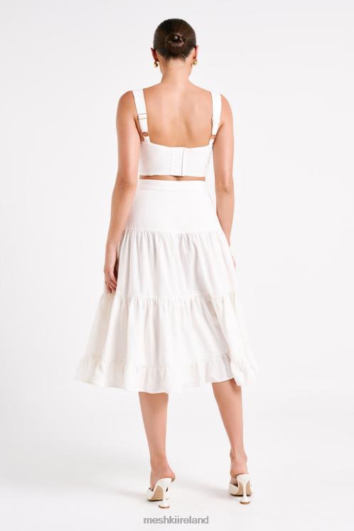 Meshki Hilaria Cupped Linen Crop Top Clothing White 6DX22757