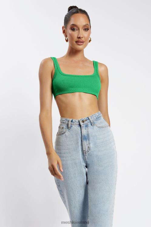 Meshki Jackie Scoop Neck Crop Top Clothing Bright Green 6DX221157