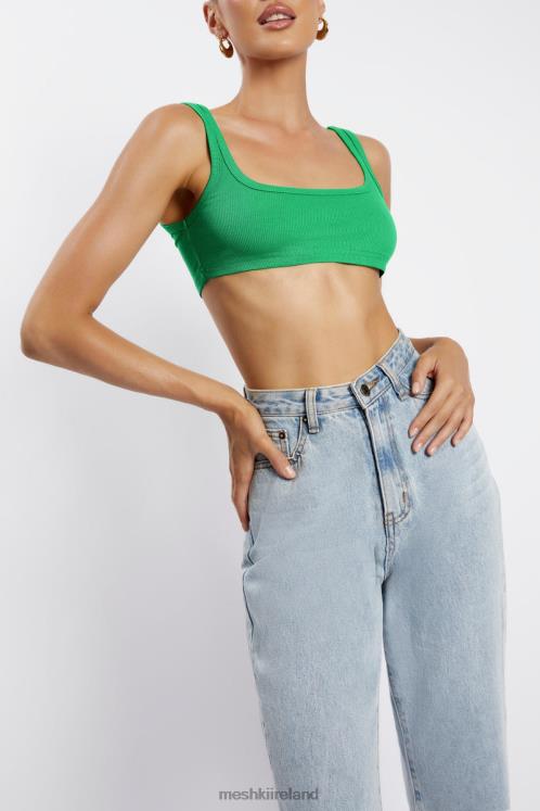 Meshki Jackie Scoop Neck Crop Top Clothing Bright Green 6DX221157