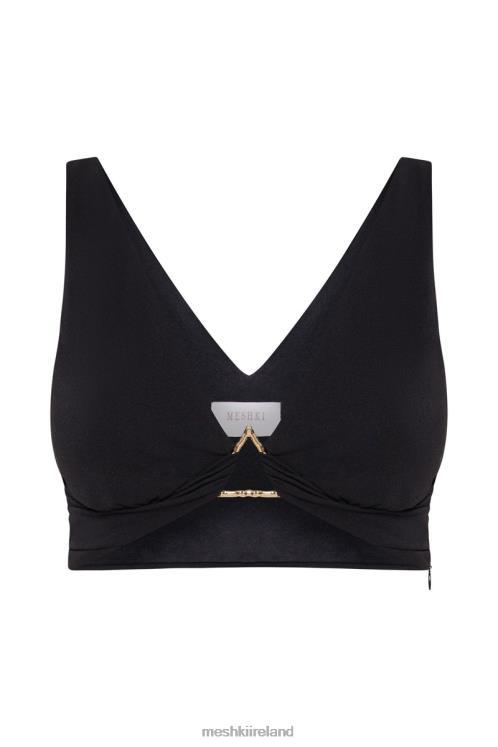 Meshki Jacqui Triangle Hardware Crop Top Clothing Black 6DX221136