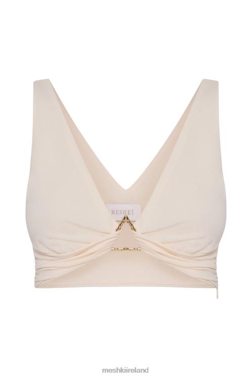 Meshki Jacqui Triangle Hardware Crop Top Clothing Bone 6DX221196