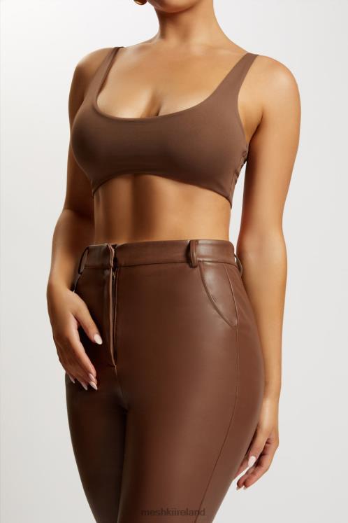Meshki Jemma Scoop Neck Super Crop Top Clothing Chocolate 6DX221150