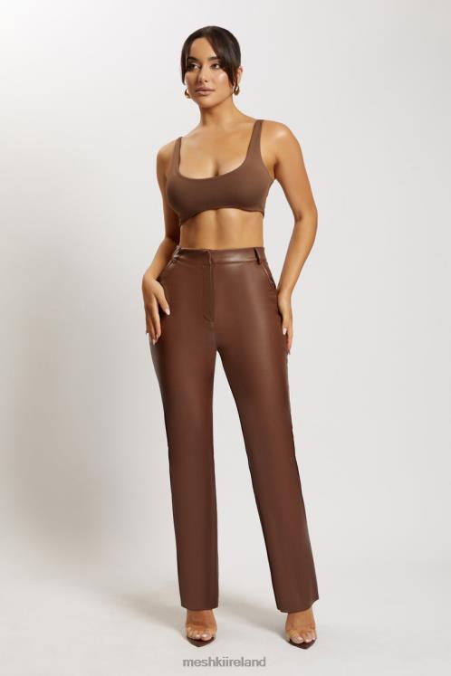 Meshki Jemma Scoop Neck Super Crop Top Clothing Chocolate 6DX221150
