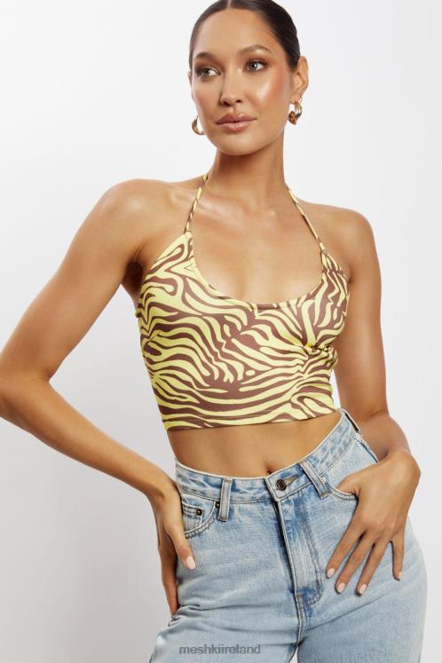 Meshki Joelle Halter Crop Top Clothing Zebra Print 6DX221154