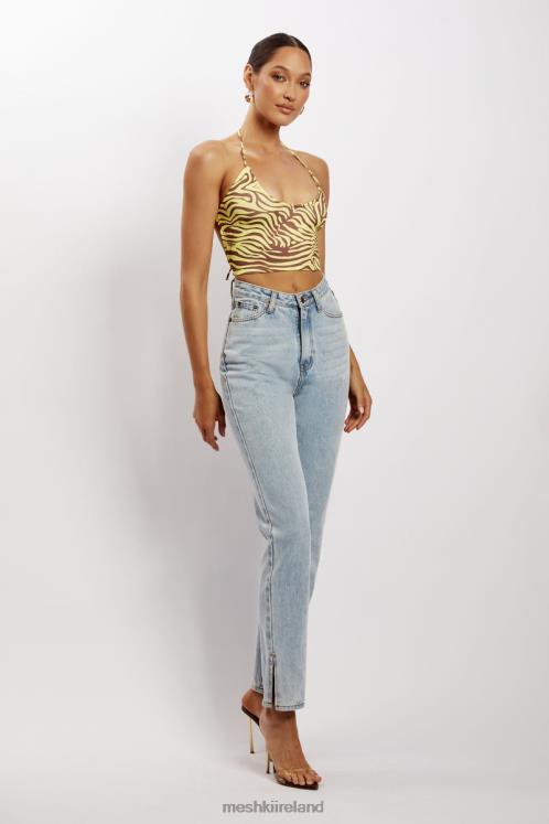 Meshki Joelle Halter Crop Top Clothing Zebra Print 6DX221154